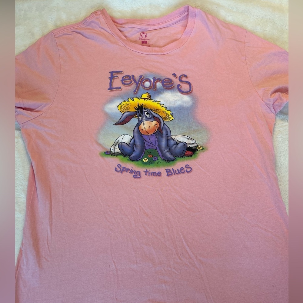 Disney Pink Eeyore Spring Time Blues Short Sleeve Tee